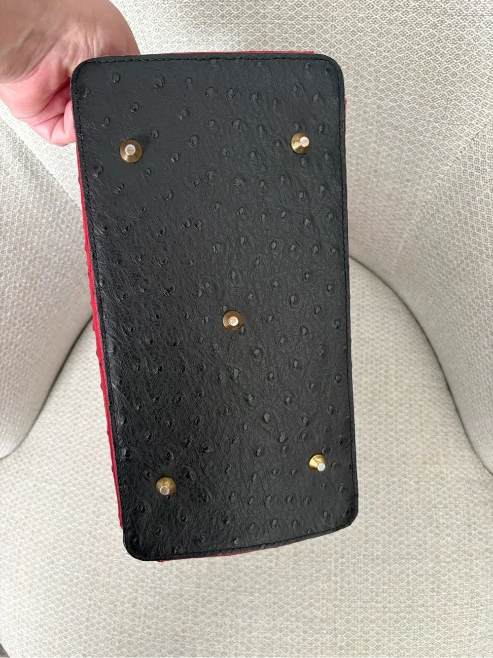 Vintage Y2K Giada Pelle Red and Black Structured Ostrich-Texture